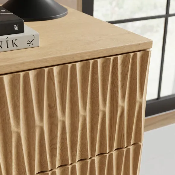 2 Drawer Bedside Table - Light Oak, Wood