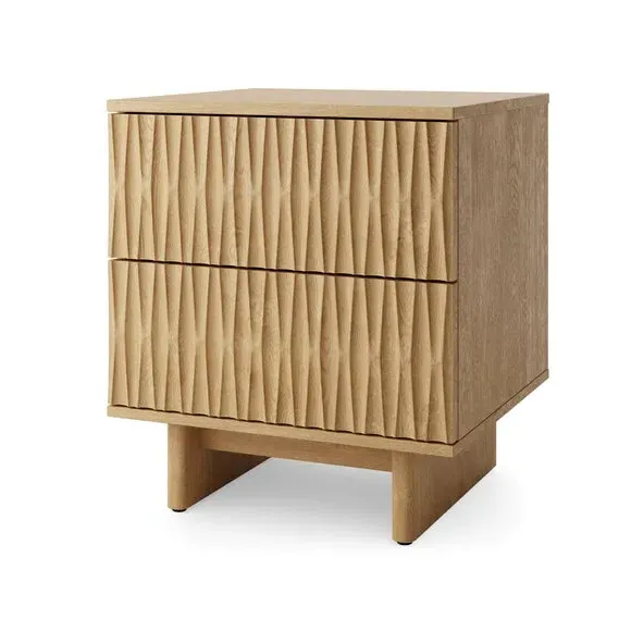 2 Drawer Bedside Table - Light Oak, Wood
