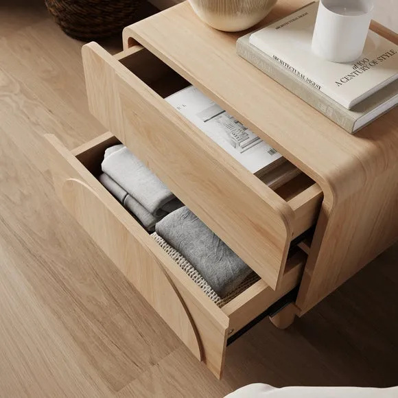 2-Drawer Bedside Table - Light Oak, Wood Effect
