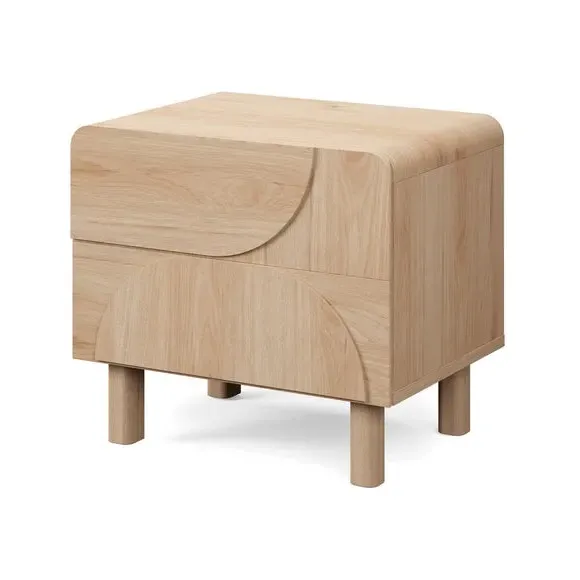 2-Drawer Bedside Table - Light Oak, Wood Effect