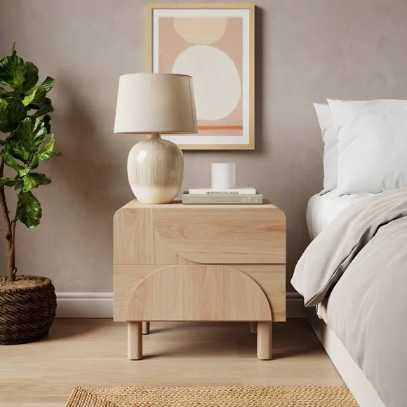 2-Drawer Bedside Table - Light Oak, Wood Effect image