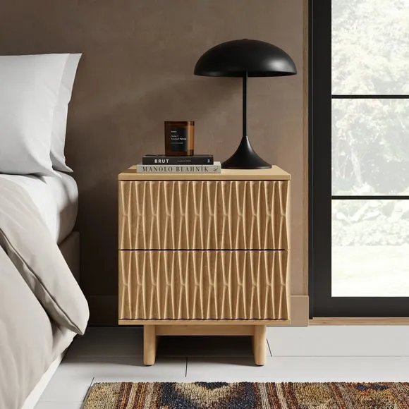 2 Drawer Bedside Table - Light Oak, Wood image