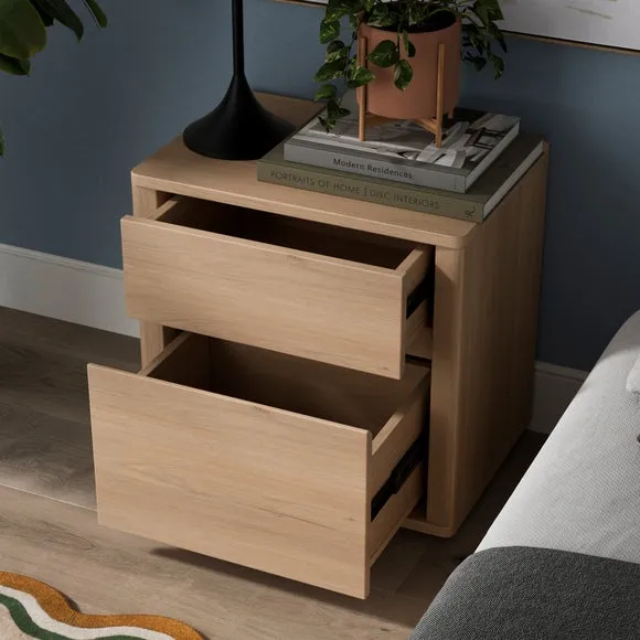 2-Drawer Bedside Table - Light Wood, Oak
