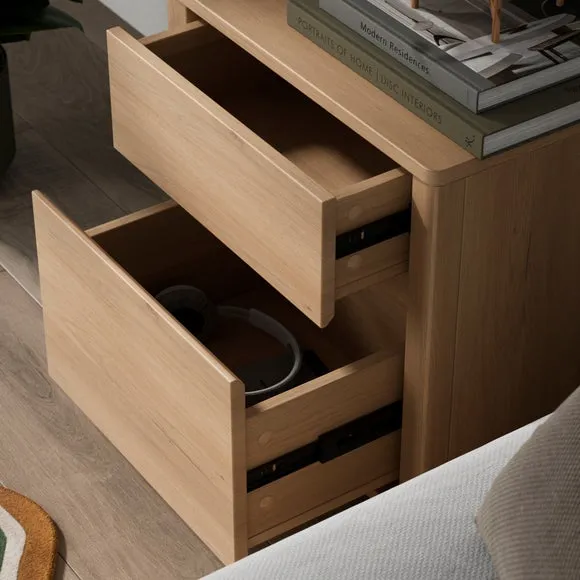 2-Drawer Bedside Table - Light Wood, Oak