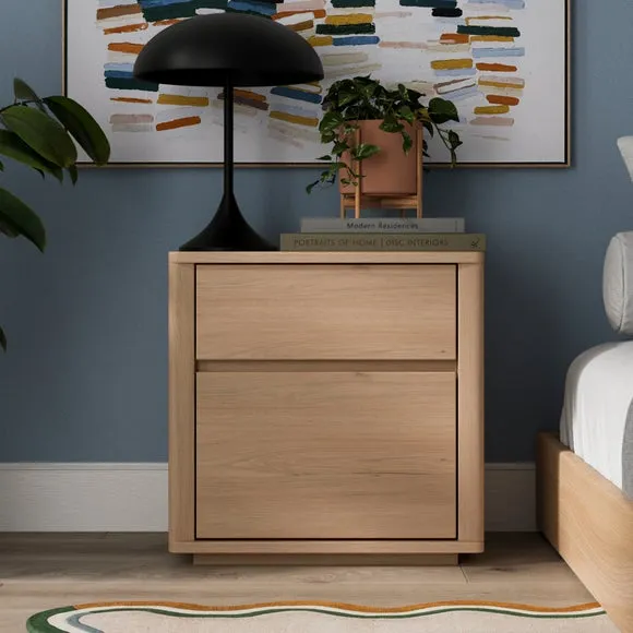 2-Drawer Bedside Table - Light Wood, Oak