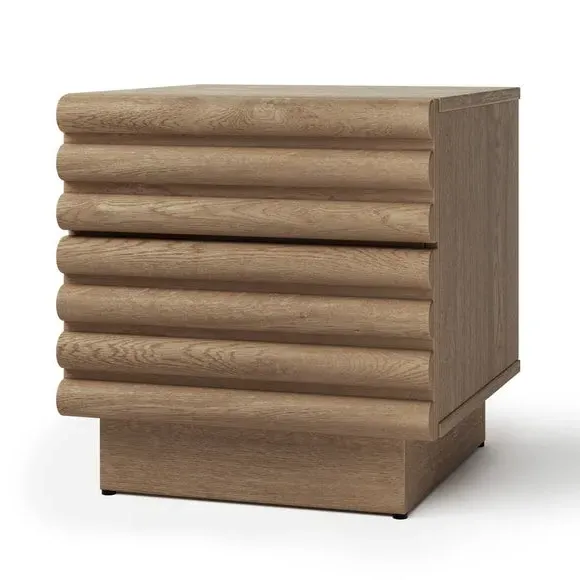 2-Drawer Bedside Table - Oak, Wood