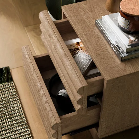 2-Drawer Bedside Table - Oak, Wood