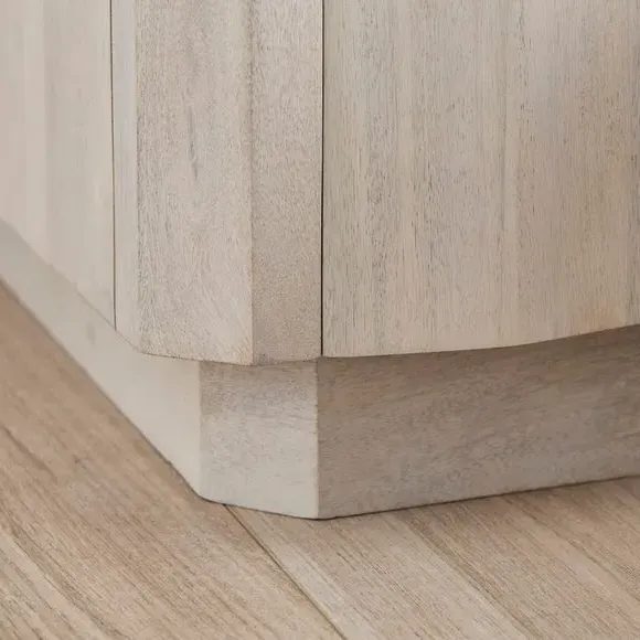 2 Drawer Bedside Table - Off-White, Mango Wood