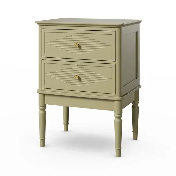 2-Drawer Bedside Table - Soft Olive, Wood