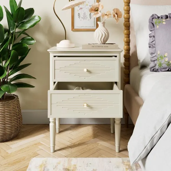 2-Drawer Bedside Table - Stone, Wood
