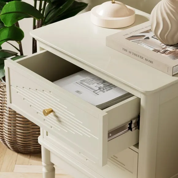 2-Drawer Bedside Table - Stone, Wood