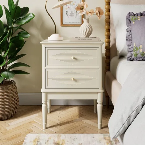 2-Drawer Bedside Table - Stone, Wood