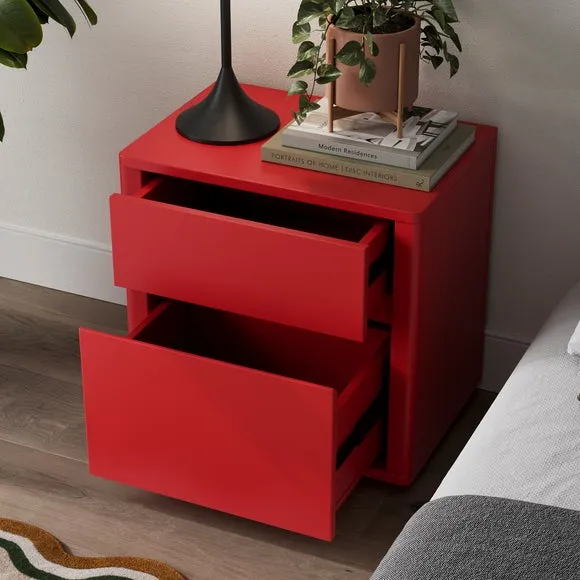2-Drawer Bedside Table - Tomato, Oak