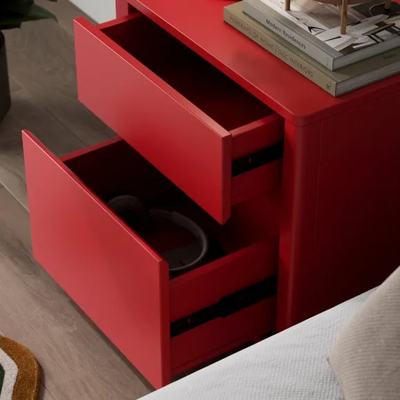 2-Drawer Bedside Table - Tomato, Oak