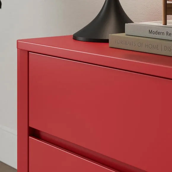2-Drawer Bedside Table - Tomato, Oak