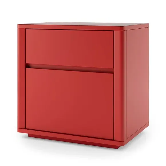 2-Drawer Bedside Table - Tomato, Oak