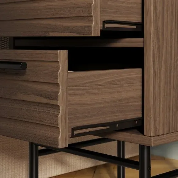 2-Drawer Bedside Table - Walnut, Mango Wood
