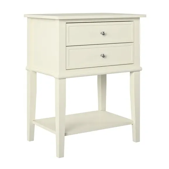2-Drawer Bedside Table - White, MDF