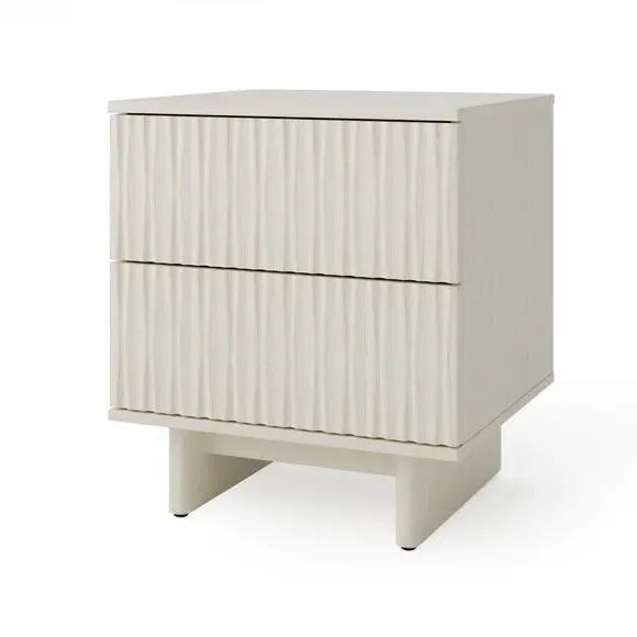 2 Drawer Bedside Table - Whitewashed, Wood