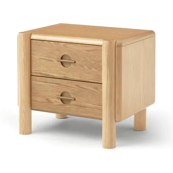 2-Drawer Bedside Table with Groove Handles - Whitewash
