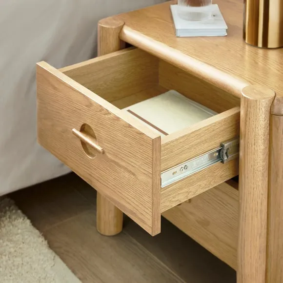 2-Drawer Bedside Table with Groove Handles - Whitewash