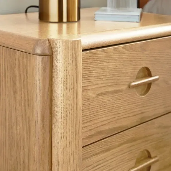 2-Drawer Bedside Table with Groove Handles - Whitewash