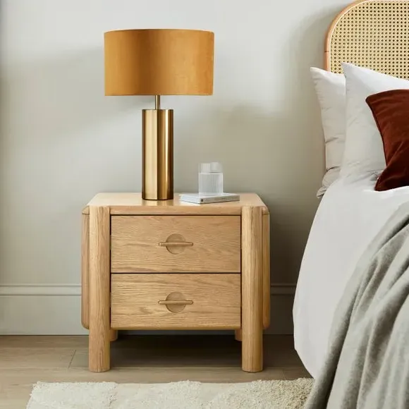 2-Drawer Bedside Table with Groove Handles - Whitewash image