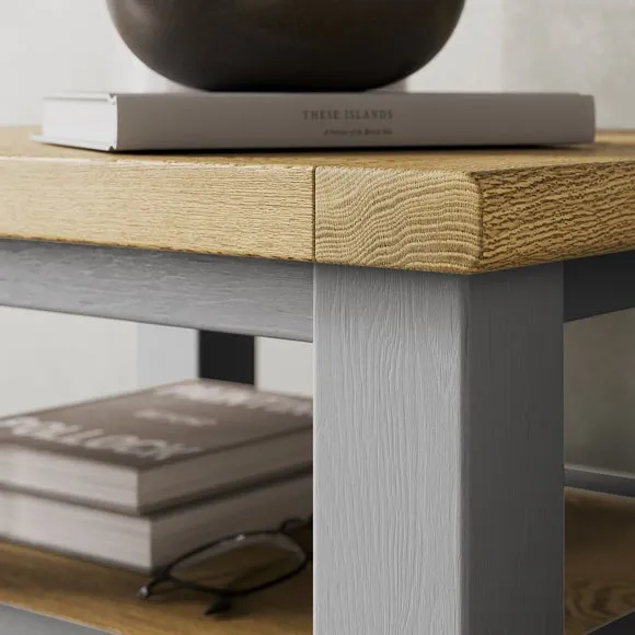 2-Drawer Bedside Table with Shelf - Grey
