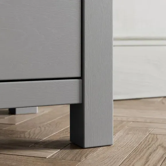 2-Drawer Bedside Table with Shelf - Grey