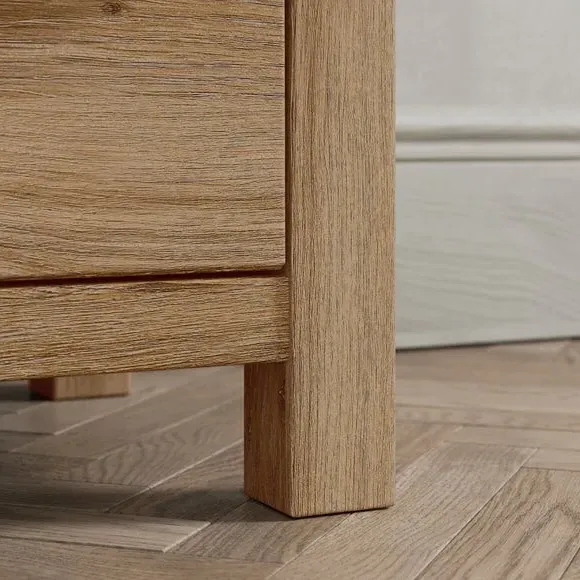 2-Drawer Bedside Table with Shelf - Oak