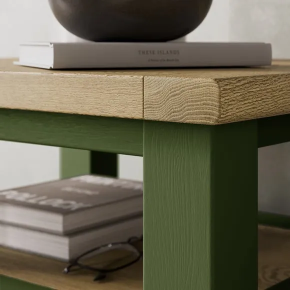2-Drawer Bedside Table with Shelf - Olive