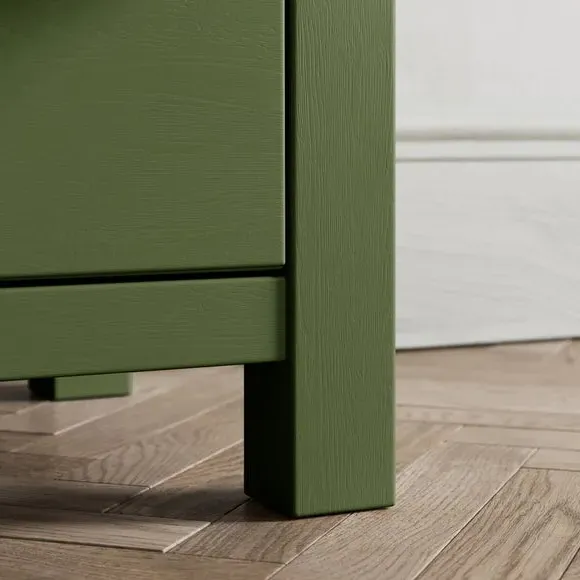 2-Drawer Bedside Table with Shelf - Olive