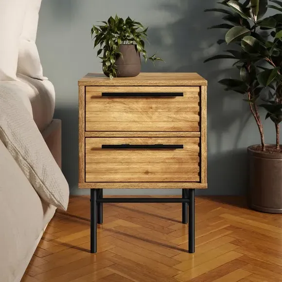 2-Drawer Bedside Table - Wood, Mango Wood