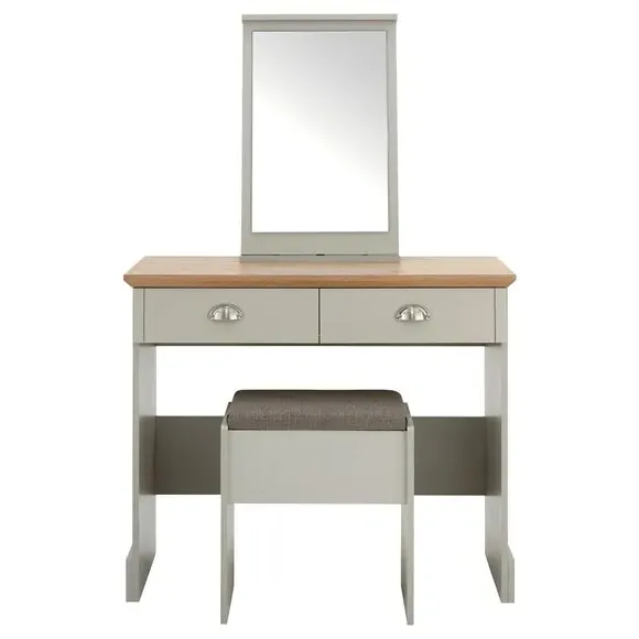 2 Drawer Dressing Table Set with Mirror - Grey