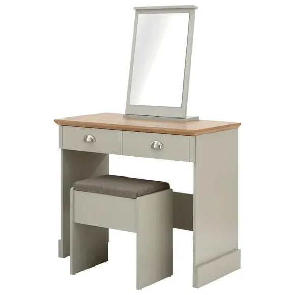 2 Drawer Dressing Table Set with Mirror - Grey
