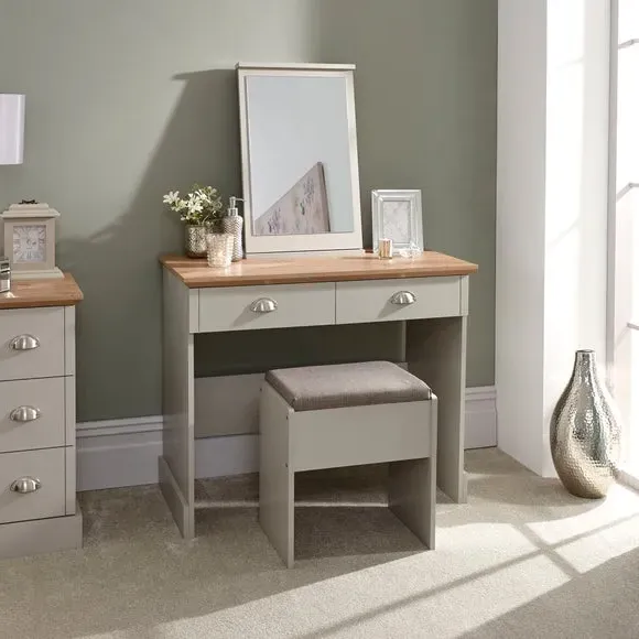 2 Drawer Dressing Table Set with Mirror - Grey image