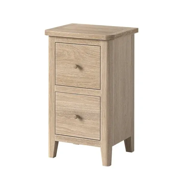 2 Drawer Slim Bedside Table - Light Wood, Pine