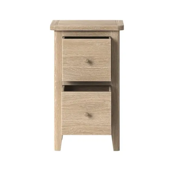 2 Drawer Slim Bedside Table - Light Wood, Pine