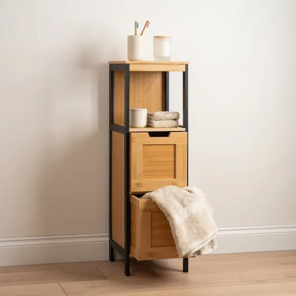 2-Drawer Storage Unit - Black, Bamboo