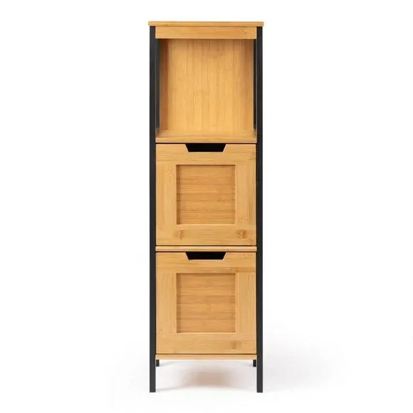 2-Drawer Storage Unit - Black, Bamboo