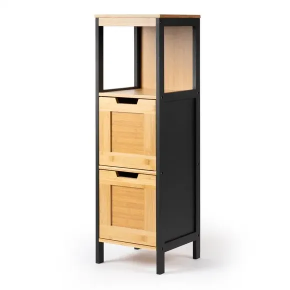 2-Drawer Storage Unit - Black, Bamboo