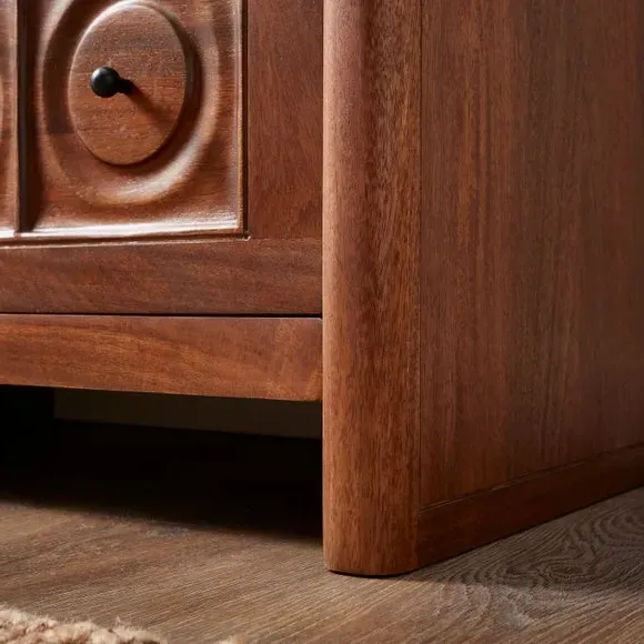 2 Drawer Wide Bedside Table - Dark Mango, Wood