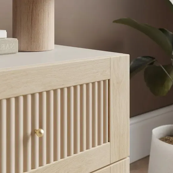 2 Drawer Wide Bedside Table - Light Oak