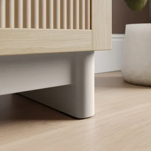 2 Drawer Wide Bedside Table - Light Oak