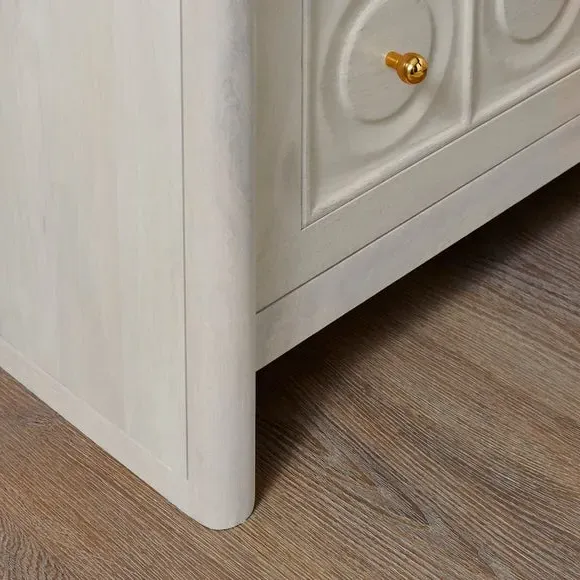 2 Drawer Wide Bedside Table - Whitewashed, Wood