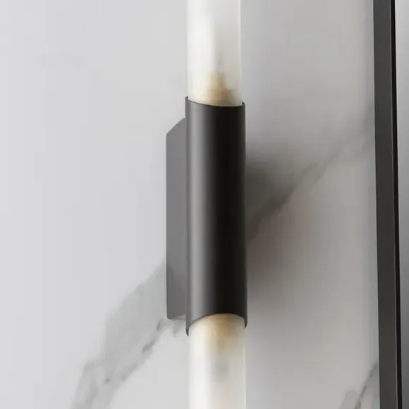 2 Light Bathroom Wall Light - Black, Metal