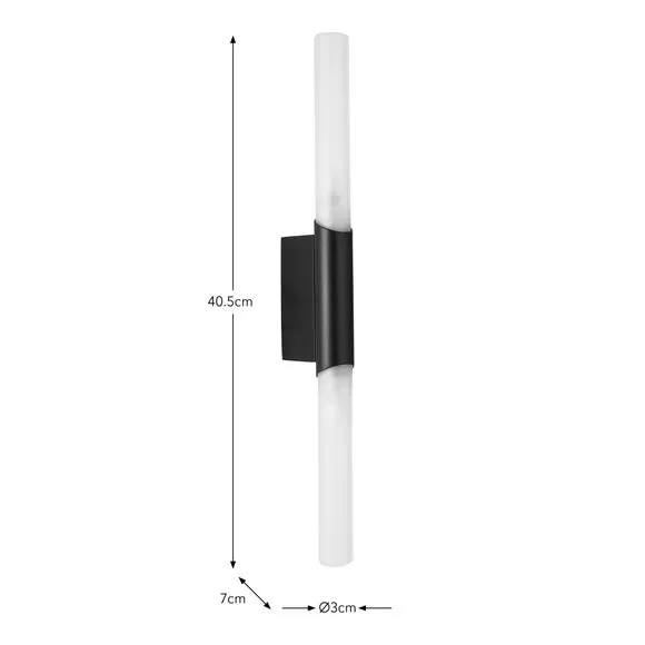 2 Light Bathroom Wall Light - Black, Metal