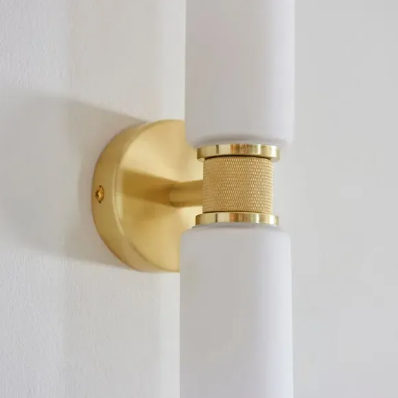 2 Light Bathroom Wall Light - Gold, Glass
