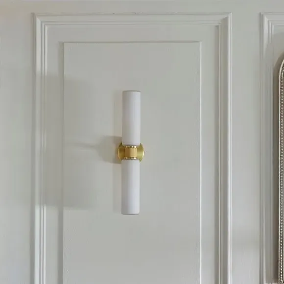 2 Light Bathroom Wall Light - Gold, Glass