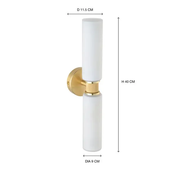 2 Light Bathroom Wall Light - Gold, Glass
